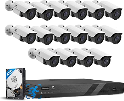 Photo 1 of GWSECU 4K 16 Channel PoE Home Security Camera System, 4K/8MP Video Surveillance NVR with 4TB HDD, 16PCs 5MP 2.8mm 110° Wide Angle Person Detection IP Bullet Cameras Business 24/7 Audio Recording
