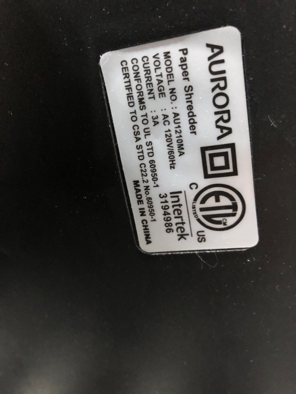 Photo 5 of Aurora AU1210MA Professional Grade High Security 12-Sheet Micro-Cut Paper/ CD and Credit Card/ 60 Minutes Continuous Run Time Shredder