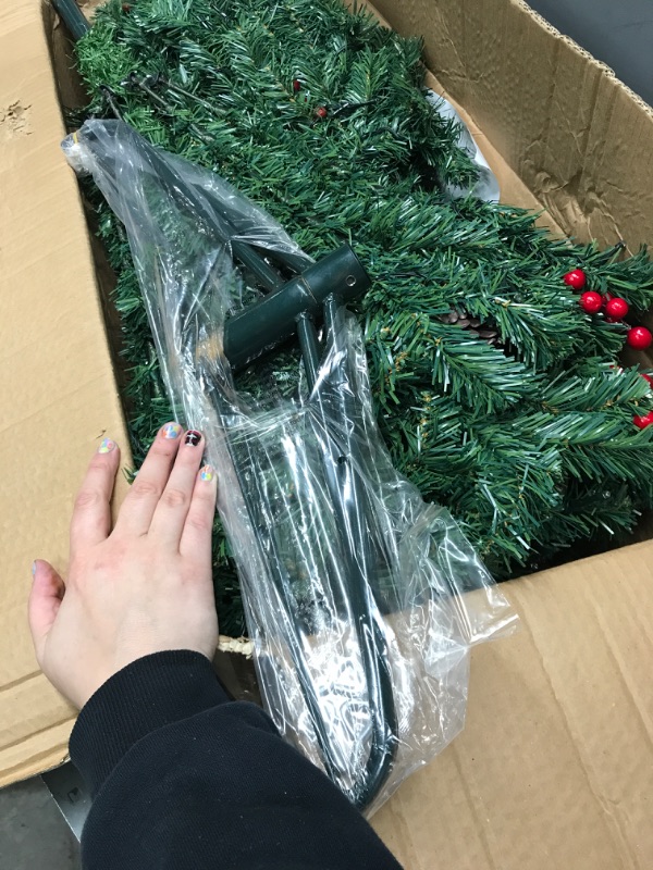 Photo 1 of ***TESTED WORKING*** 6ft Artificial Christmas Tree Prelit, Green Xmas Tree with 350 LEDs Lights and Decorations, Decorated Fake Christmas Tree with Lifelike Branch for Holiday Decoration