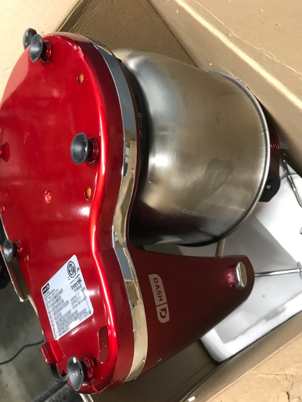 Photo 3 of **PARTS ONLY** DASH Stand Mixer (Electric Mixer for Everyday Use): 6 Speed Stand Mixer with 3 qt Stainless Steel Mixing Bowl, Dough Hooks & Mixer Beaters for Frosting, Meringues & More - Red, DCSM250RD Red Mixer