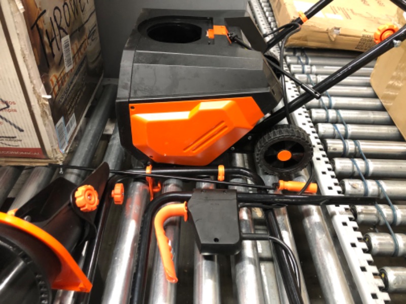 Photo 2 of Snow Thrower, 18 Inch Electric Snow Blower, Overload Protection, 13 Amp, Steel Auger, 180° Rotatable Chute, Black & Orange a03