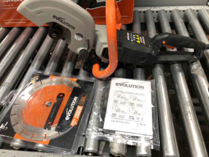 Photo 2 of Evolution R255DCT - 10 In Concrete Saw (Aka Circular Saw, Angle Grinder, Chop Saw, Cut Off Saw, Demo Saw, Disc Cutter, Power Cutter) - 15A Motor, No Gas - 4-1/16 In Cut - Incl Premium Diamond Blade