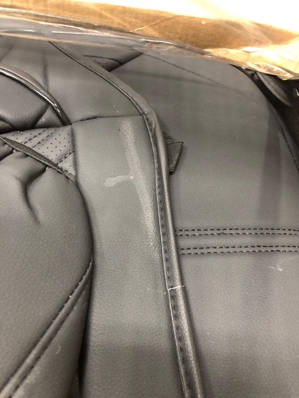 Photo 1 of CAPITAUTO Leather Car Seat Covers, Faux Leatherette Cushion Cover for Cars SUV Pick-up Truck Universal Fit Set for Auto Interior Accessories(Black Full Set) Black Grid Full
