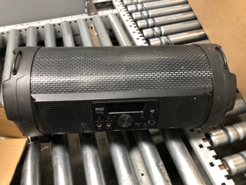 Photo 2 of *** SPEAKER ONLY** Wireless Portable Bluetooth Boombox Speaker - 500W 2.1Ch Rechargeable Boom Box Speaker Portable Barrel Loud Stereo System with Flashing LED, Digital LCD Display, AUX, USB, 1/4" Mic IN - Pyle PBMSPG180 Mike 500 watts Stereo Speaker