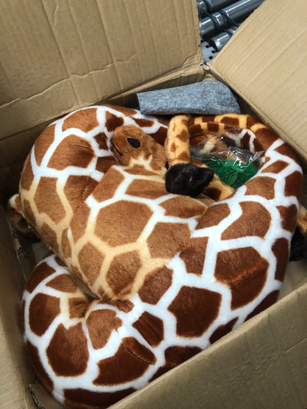 Photo 1 of BRINJOY Giant Giraffe Stuffed Animal Set, 47 Inch Large Plush Giraffe Toy with Bird&Basket&Leaves&Card, Big Lifelike Standing Giraffe for Girls Boys