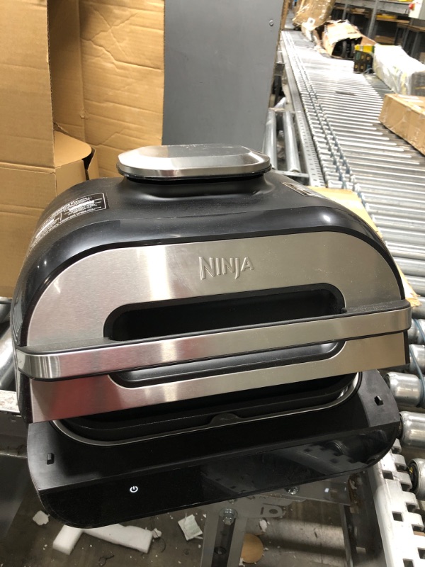 Photo 2 of ***TESTED/ TURNS ON*** Ninja IG651 Foodi Smart XL Pro 7-in-1 Indoor Grill/Griddle Combo, use Opened or Closed, with Griddle, Air Fry, Dehydrate & More, Pro Power Grate, Flat Top Griddle, Crisper, Smart Thermometer, Black Smart Thermometer + Countertop Gri