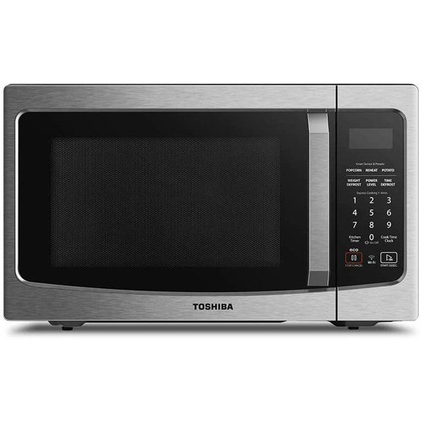 Photo 1 of ***TESTED/ TURNS ON*** Toshiba ML-EM34P(SS) Smart Countertop Microwave Oven Works, 1.3 Cu Ft, Stainless Steel & AC25CEW-SS Digital Toaster Oven, 6-Slice Bread/12-Inch Pizza, Stainless Steel