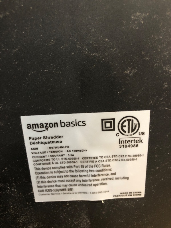 Photo 3 of Amazon Basics 24-Sheet Cross-Cut Paper, CD and Credit Card Home Office Shredder with Pullout Basket 24 Sheet Shredder