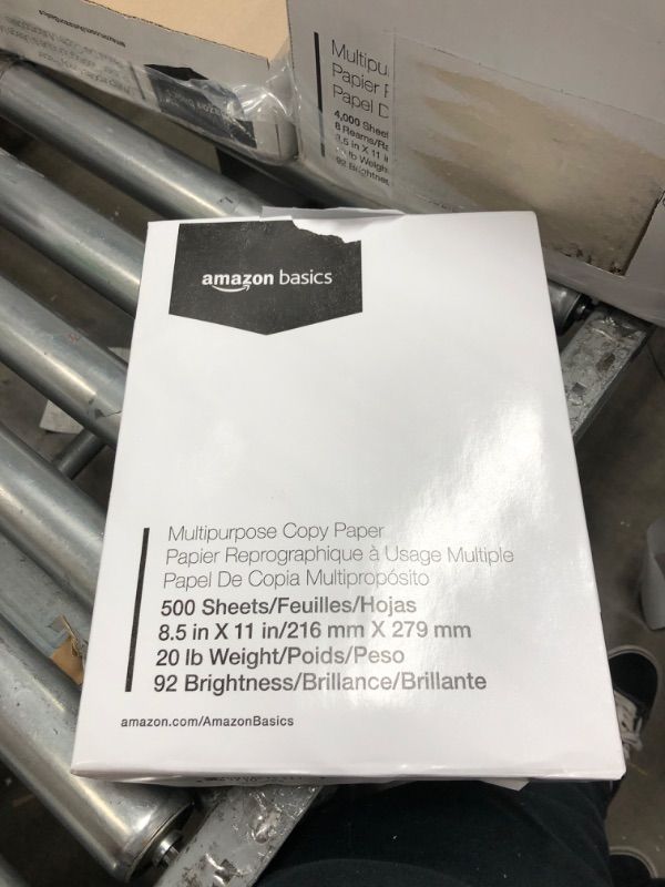 Photo 1 of Amazon Basics Multipurpose Copy Printer Paper, 8.5 x 11 Inch 20Lb Paper - 1 Ream (500 Sheets), 92 GE Bright White 1 Ream | 500 Sheets Multipurpose (8.5x11) Paper