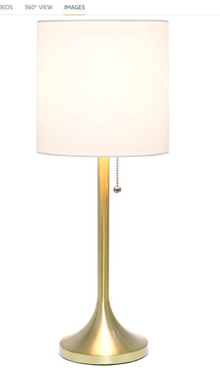 Photo 1 of Simple Designs LT1076-GDW Tapered Fabric Drum Shade Table Lamp, Gold/White
