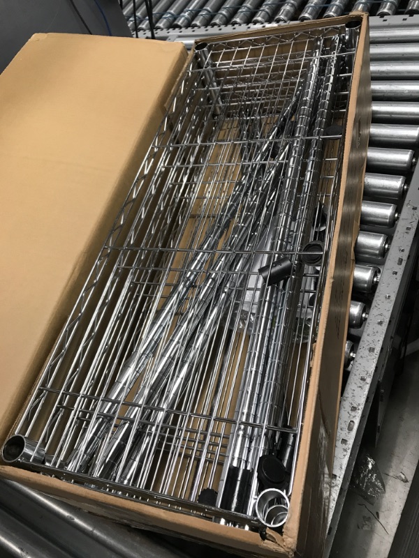Photo 1 of Amazon Basics 5-Shelf Adjustable, Heavy Duty Storage Shelving Unit (350 lbs loading capacity per shelf), Steel Organizer Wire Rack, Chrome (36L x 14W x 72H)
