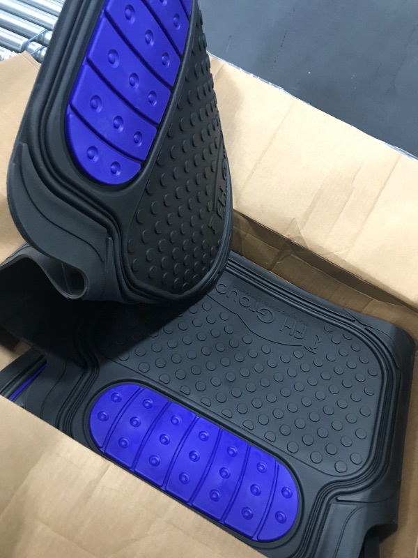 Photo 2 of Automotive Floor Mats Blue Climaproof for All Weather Protection Universal Fit Heavy Duty Rubber fits Most Cars, SUVs, and Trucks (Full Set Trim to Fit) FH Group F11500BLUE