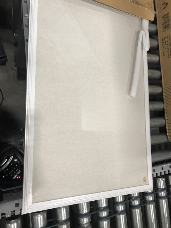 Photo 1 of U Brands Cork Linen Bulletin Board, 20 x 30 Inches, White Wood Frame (2074U00-01) 20'' x 30'' Board