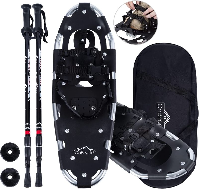 Photo 1 of 25 Inch Snowshoes for Men Women with Trekking Poles, Lightweight Aluminum Alloy Snow Shoes with Carry Bag and Adjustable Ratchet Bindings, Suitable for Hiking and Mountaineering
