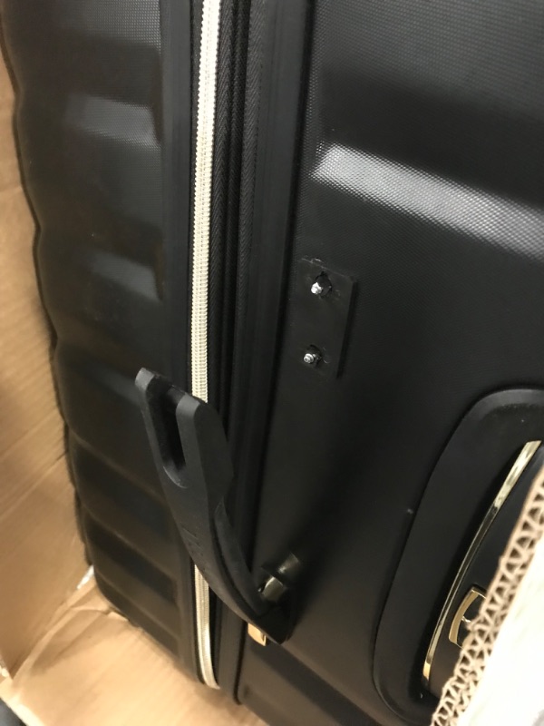 Photo 2 of **handle is broken, small suitcase missing**
Kenneth Cole Reaction Women's Madison Square Hardside Chevron Expandable Luggage, Black, 2-Piece Set (20" & 28") 2-Piece Set (20" & 28") Black