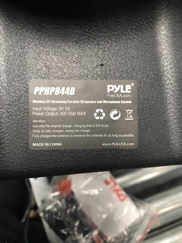 Photo 1 of 400W Portable Bluetooth PA Loudspeaker - 8” Subwoofer System, 4 Ohm/55-20kHz, USB/MP3/FM Radio/ ¼ Mic Inputs, Multi-Color LED Lights, Built-in Rechargeable Battery w/ Remote Control - Pyle PPHP844B