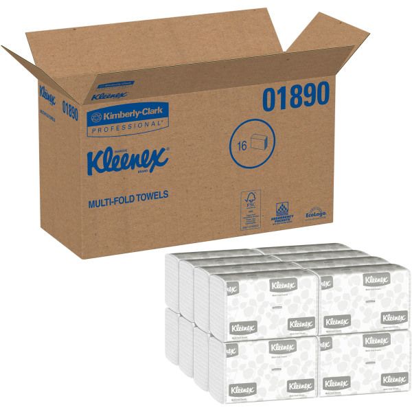 Photo 1 of 
Kleenex 1890 Essential 9.2 in. X 9.4 in. Multi-Fold Paper Towels - White (150-Piece/Pack 16 Packs/Carton)
