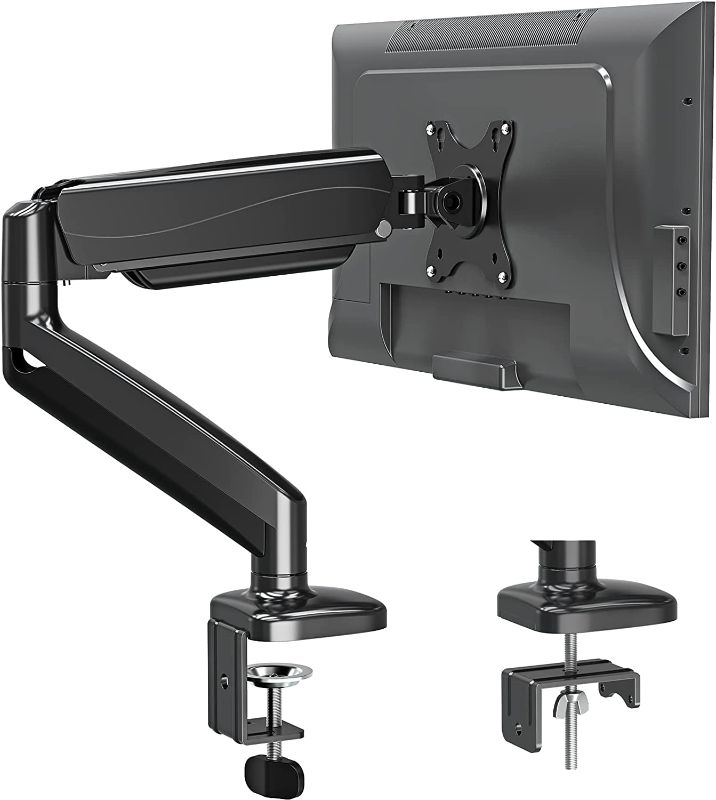 Photo 1 of MOUNTUP Single Monitor Desk Mount, Adjustable Gas Spring Monitor Arm Support Max 32 Inch, 4.4-17.6lbs Screen, Computer Monitor Stand Holder with Clamp/Grommet Mounting Base, VESA Mount Bracke