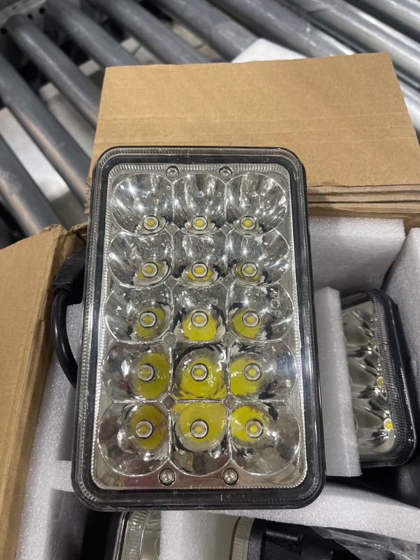 Photo 3 of CMVT Auto 4PCS 4x6 LED Headlights, Hi/Low Sealed Beam 6x4 Rectangular Headlights, H4651 H4652 H4656 H4666 H6545 Headlamp Assembly, for Kenworth W900/Peterbilt 379 Truck/K10 K20 Van RV Camper 4PCS 4X6 Headlights