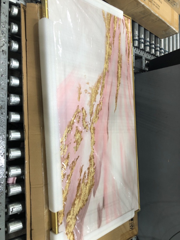 Photo 1 of 24"x47" Pink gold and white painting 