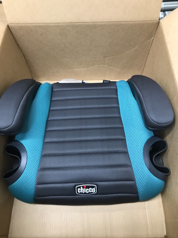 Photo 2 of Chicco GoFit Plus Backless Booster Car Seat with Quick-Release Latch, Travel Booster Seat for Car, Portable Car Booster Seat for Children 40-110 lbs. | Stream/Blue Stream GoFit Plus