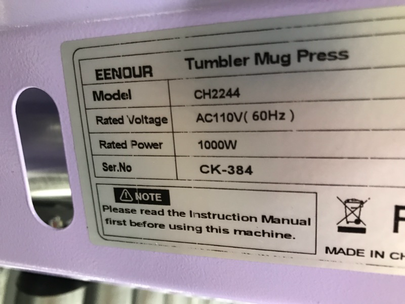 Photo 6 of *** POWERS ON *** EENOUR Tumbler Mug Heat Press Double Station for 11oz-30oz Sublimation Straight Skinny Tumbler, Glass & Water Bottles - 2 in 1 Mug Press Machine with 2 LCD Panels for Temp&Timer Control - Purple Purple - Double Station