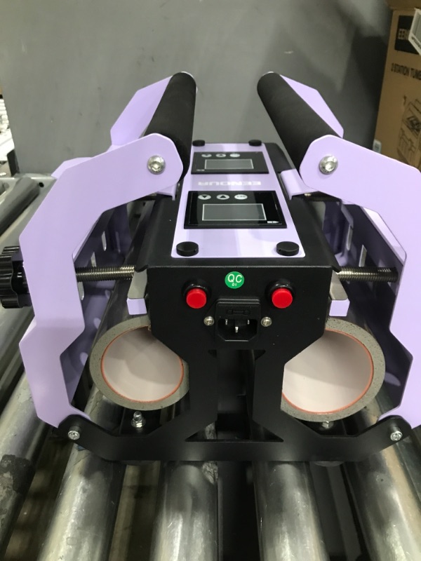 Photo 3 of *** POWERS ON *** EENOUR Tumbler Mug Heat Press Double Station for 11oz-30oz Sublimation Straight Skinny Tumbler, Glass & Water Bottles - 2 in 1 Mug Press Machine with 2 LCD Panels for Temp&Timer Control - Purple Purple - Double Station