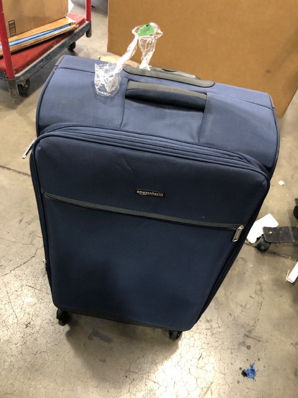 Photo 2 of Amazon Basics 30-Inch Navy Blue Softsided Check-in Trolley Navy Blue 30-inch Suitcase