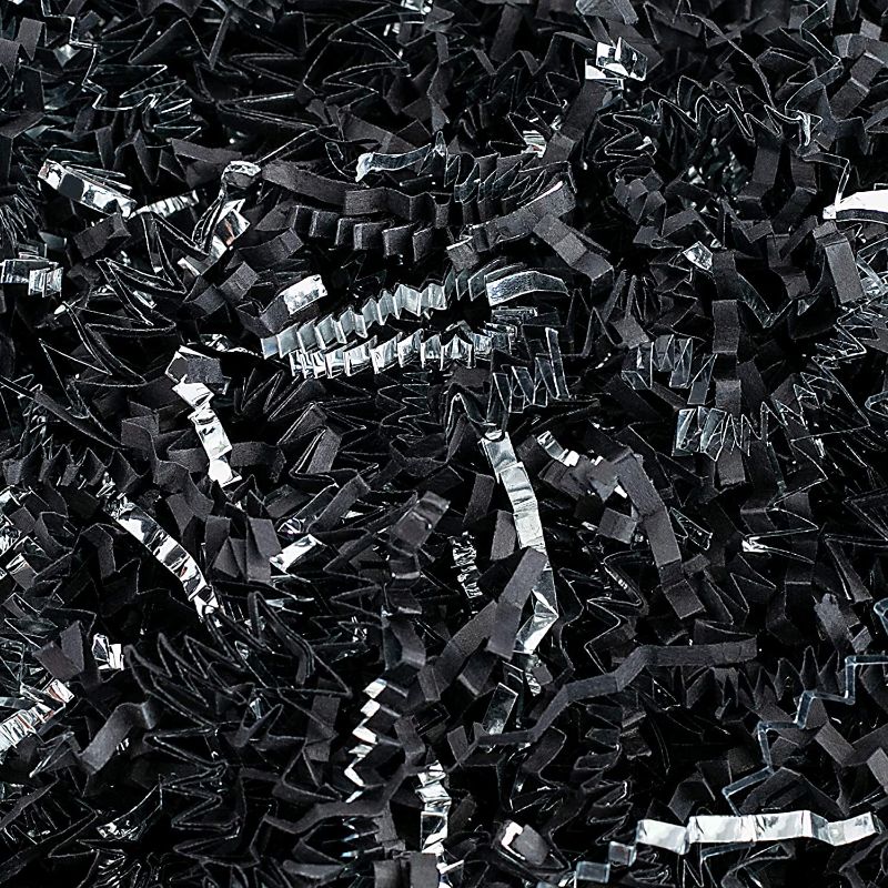 Photo 1 of 10- MagicWater Supply Crinkle Cut Paper Shred Filler (4 oz) for Gift Wrapping & Basket Filling - Black & Silver