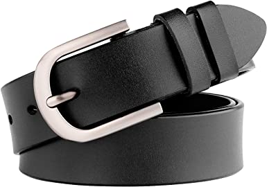 Photo 1 of  WHIPPY Women Leather Belt for Jeans Pants Dresses Black Ladies Waist Belt with Pin Buckle