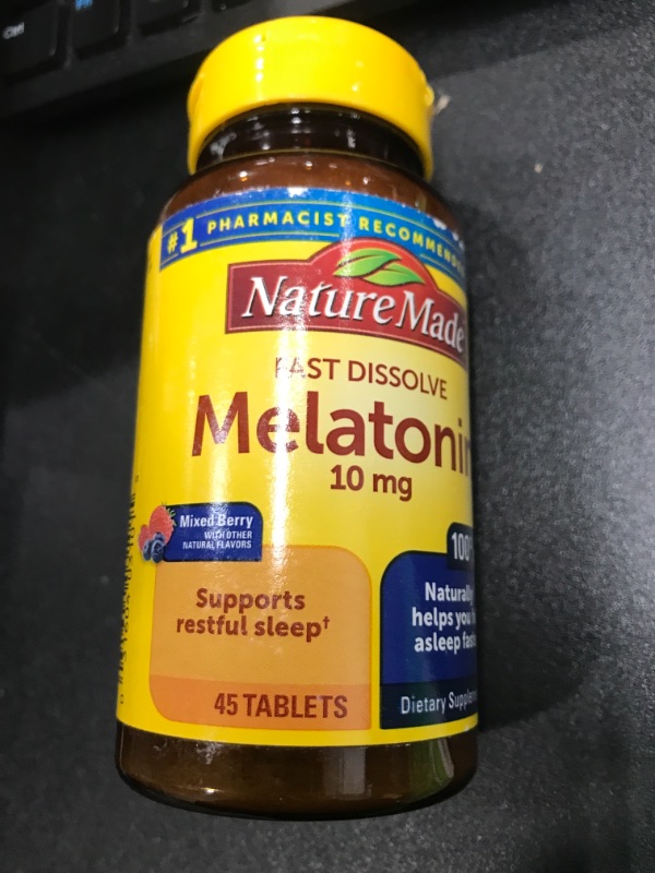 Photo 2 of *BB: 07/2024**- Nature Made Fast Dissolve Melatonin 10mg, Maximum Strength Dietary Supplement for Restful Sleep, 45 Tablets, 45 Day Supply
