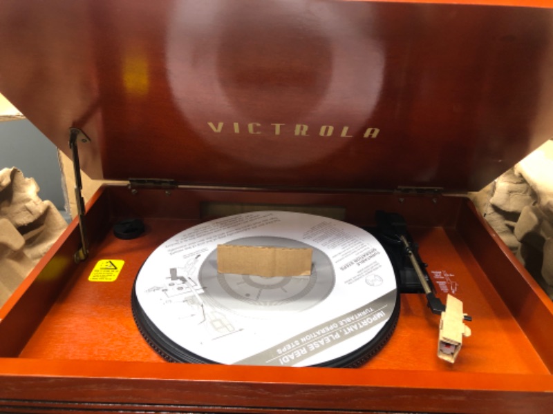 Photo 2 of Victrola Aviator 8-in-1 Bluetooth Record Player & Multimedia Center with Built-in Stereo Speakers - 3-Speed Turntable, Vinyl to MP3 Recording, Wireless Music Streaming, Mahogany Espresso