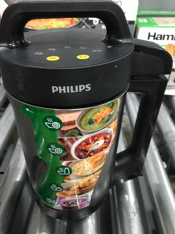 Photo 3 of *** POWERS ON *** Philips Soup and Smoothie Maker, Makes 2-4 servings, HR2204/70, 1.2 Liters, Black and Stainless Steel