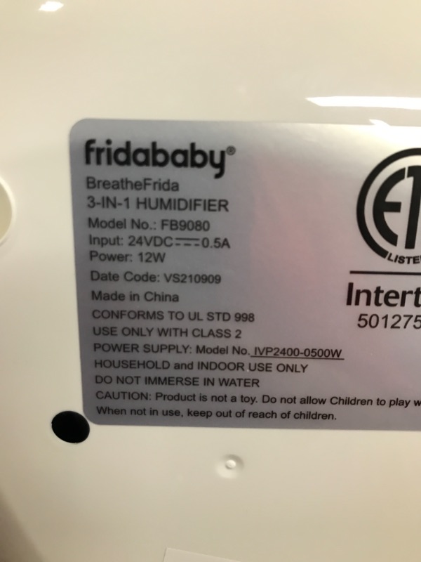 Photo 3 of *** POWERS ON *** Frida Baby Fridababy 3-in-1 Humidifier with Diffuser and Nightlight, White