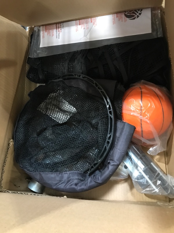 Photo 1 of Trampoline Pro Jump Slammer Trampoline Basketball Hoop Attachment - Includes Ball, Safety Hardware, and Universal Brackets for Easy Installation to Enclosure Net Pole - TPRO Lifetime Parts Warranty 1. Jump Slammer
