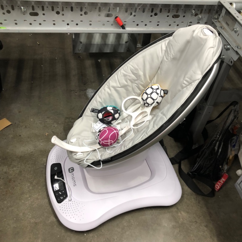 Photo 3 of 4moms mamaRoo 4 Multi-Motion Baby Swing + Safety Strap Fastener, Bluetooth Baby Swing with 5 Unique Motions, Nylon Fabric, Grey