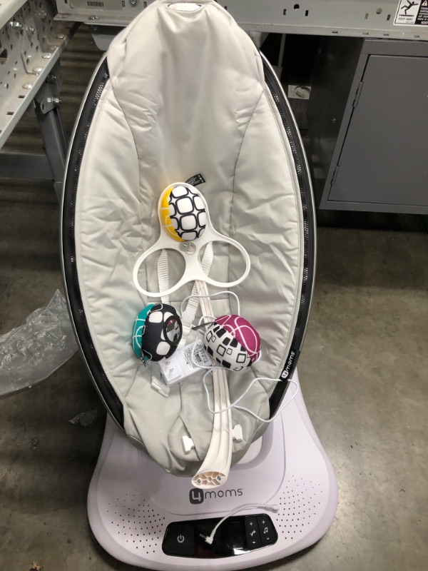 Photo 2 of 4moms mamaRoo 4 Multi-Motion Baby Swing + Safety Strap Fastener, Bluetooth Baby Swing with 5 Unique Motions, Nylon Fabric, Grey