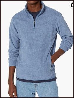 Photo 1 of Amazon Essentials Men's Quarter-Zip Polar Fleece Jacket Medium Blue Heather