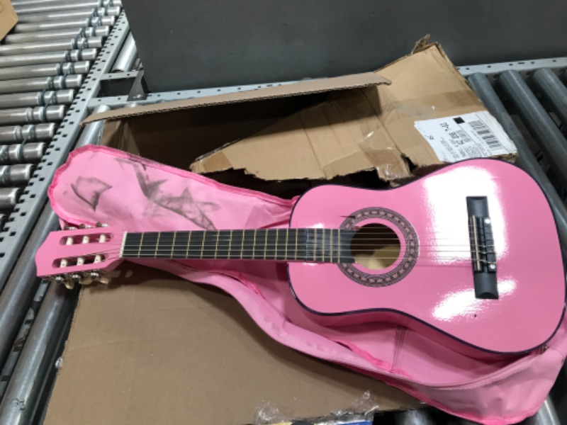 Photo 2 of *DAMAGED* 30" Wood Classical Guitar with Case and Accessories for Kids/Girls/Boys/Beginners (Pink) Right Handed Pink