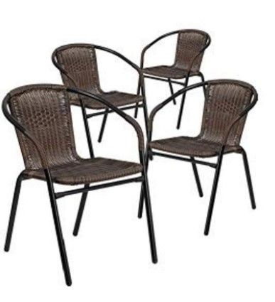 Photo 1 of 4 Dark Brown Rattan Stack Chairs