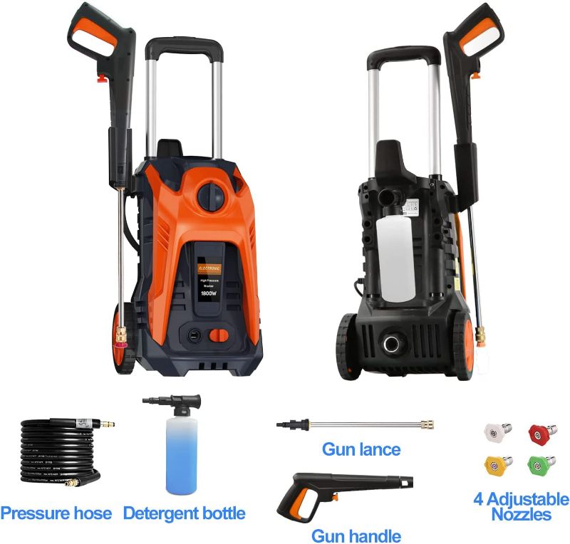 Photo 2 of Electric Pressure Washer 3500 PSI Max 2.5 GPM Power Washers Electric Powered Power Washer with Hose ,4 Quick Connect Nozzles and Soap Tank, PX5 Car Wash Machine /Car/Driveway/Patio Clean Orang