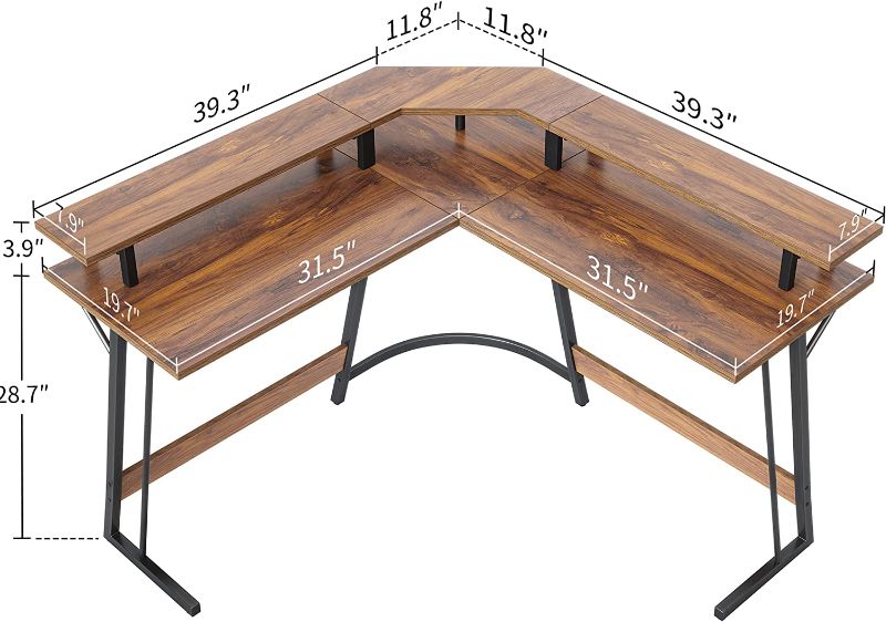 Photo 1 of CubiCubi Gaming Desk, 50.4” L Shaped Desk, Computer Corner Desk with Monitor Stand, Home Office Study Writing Workstation, Space-Saving, Deep Brown
