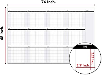 Photo 1 of Lushleaf Designs Large Wall Calendar - 48" x 74" Dry Erase Reusable 2023 Whiteboard Calendar
