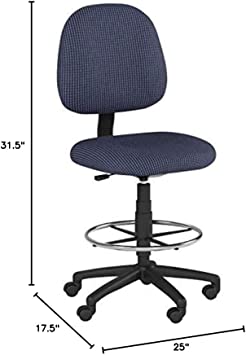 Photo 1 of Boss Office Products Ergonomic Works Drafting Chair without Arms in Blue Blue No Arms