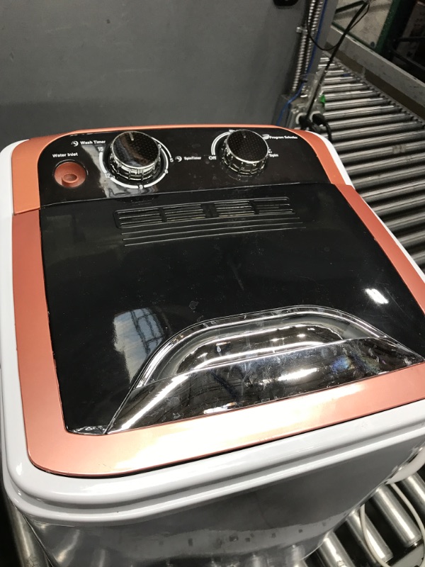 Photo 3 of ****USED MINOR SCRATCHES***  Tiktun Portable XPB40-1218A Mini Single Tub Machine w/Wash and Spin Cycle,11lbs Capacity for Camping,Apartments,Dorms,RV, Black and Brown Single Tub Washing Machine Black and Brown