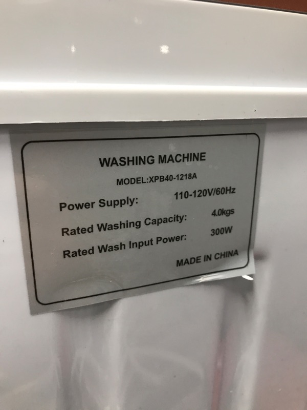 Photo 5 of ****USED MINOR SCRATCHES***  Tiktun Portable XPB40-1218A Mini Single Tub Machine w/Wash and Spin Cycle,11lbs Capacity for Camping,Apartments,Dorms,RV, Black and Brown Single Tub Washing Machine Black and Brown