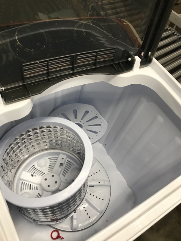 Photo 4 of ****USED MINOR SCRATCHES***  Tiktun Portable XPB40-1218A Mini Single Tub Machine w/Wash and Spin Cycle,11lbs Capacity for Camping,Apartments,Dorms,RV, Black and Brown Single Tub Washing Machine Black and Brown