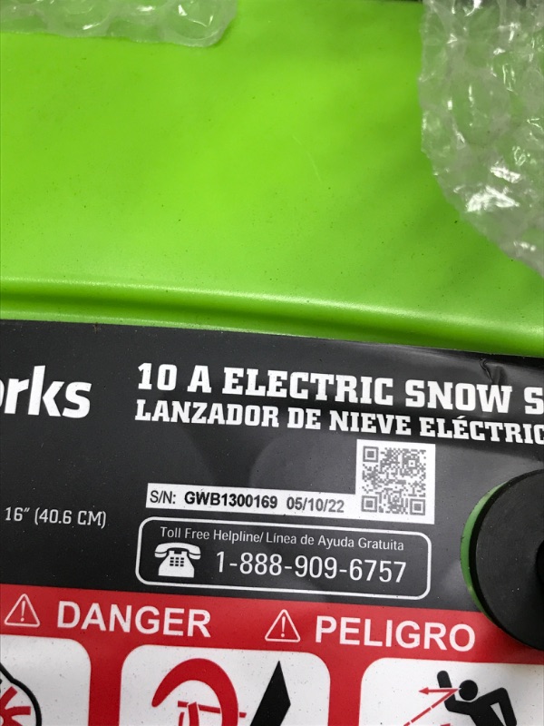 Photo 5 of ***PREVIOUSLY USED***  Greenworks 10 Amp Corded Snow Thrower, Green