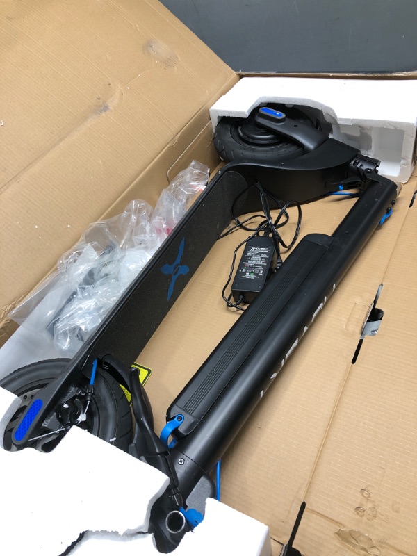 Photo 3 of ****BROKEN POWER/HANDLE, SEE PHOTOS***  ***ITEM DOES NOT POWER ON***  Hover-1 Blackhawk Electric Folding Kick Scooter | 18MPH, 28 Mile Range, 6HR Charge, LCD Display, 10 Inch High-Grip Tires, 220LB Max Weight, Certified & Tested - Safe for Kids, Teens & A
