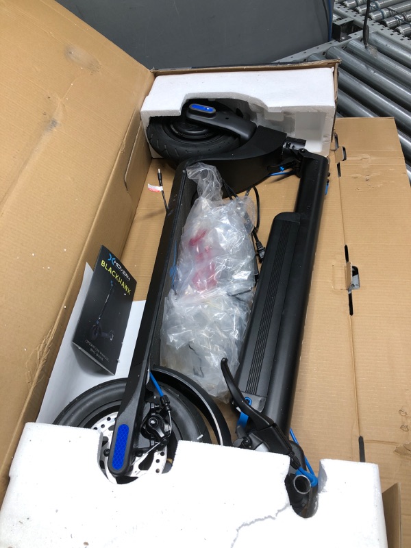 Photo 2 of ****BROKEN POWER/HANDLE, SEE PHOTOS***  ***ITEM DOES NOT POWER ON***  Hover-1 Blackhawk Electric Folding Kick Scooter | 18MPH, 28 Mile Range, 6HR Charge, LCD Display, 10 Inch High-Grip Tires, 220LB Max Weight, Certified & Tested - Safe for Kids, Teens & A